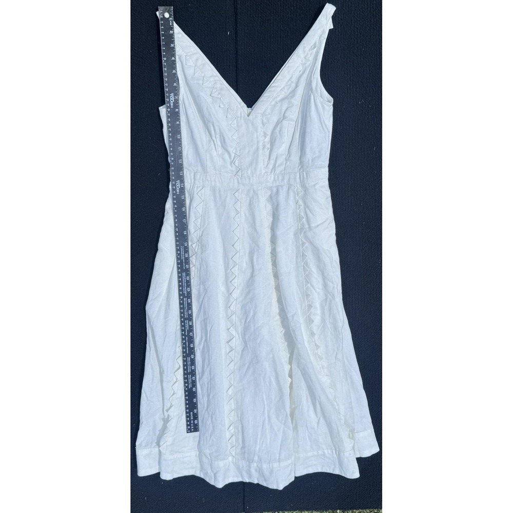 Anthropologie White Textured Jacquard Fit & Flare V-Neck Dress NWT Size 4 $168 - Picture 13 of 13